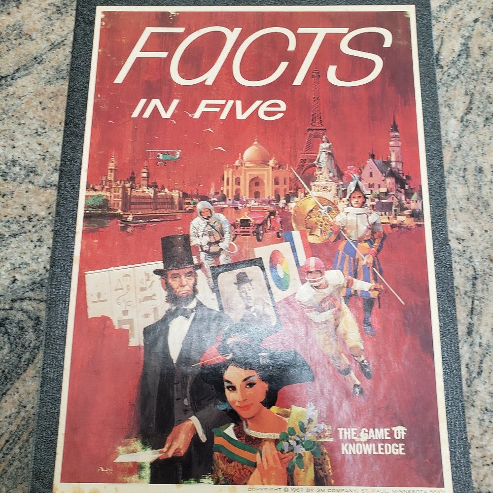 [GREAT Condition] Vintage 1967 "Facts in Five" COMPLETE 3M Bookshelf Game